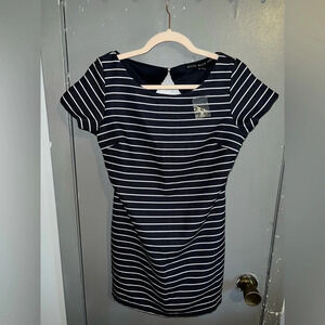 HYFVE navy blue & white stripped thinker with cutout in back sz Small Flaws